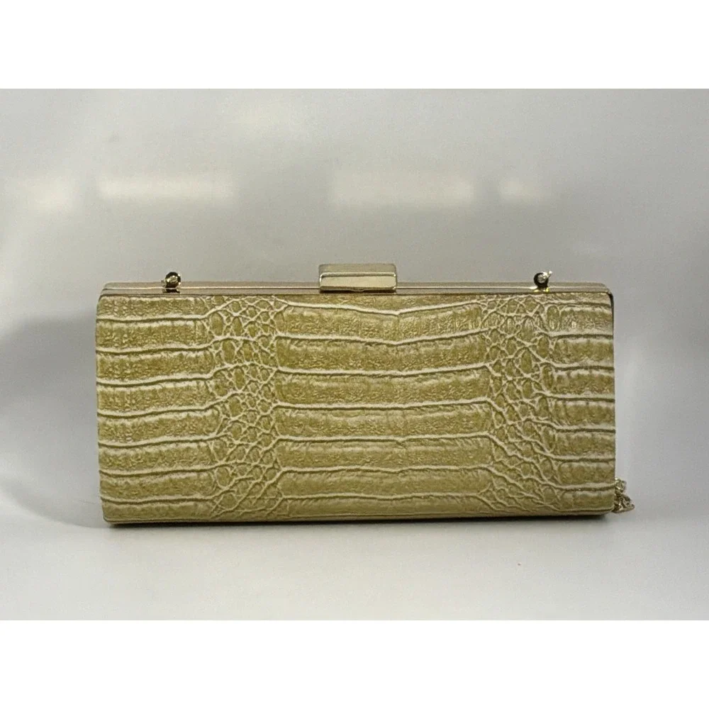 Bijoux Turner Alligator/crocodile Look Gold With Goldtone Strap Evening Bag